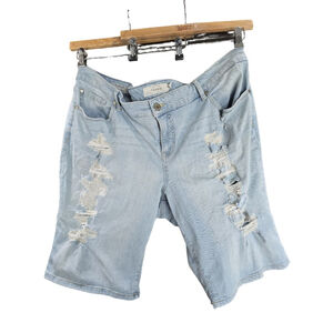 Torrid Denim Boyfriend Shorts Size 24=3X Blue Distressed